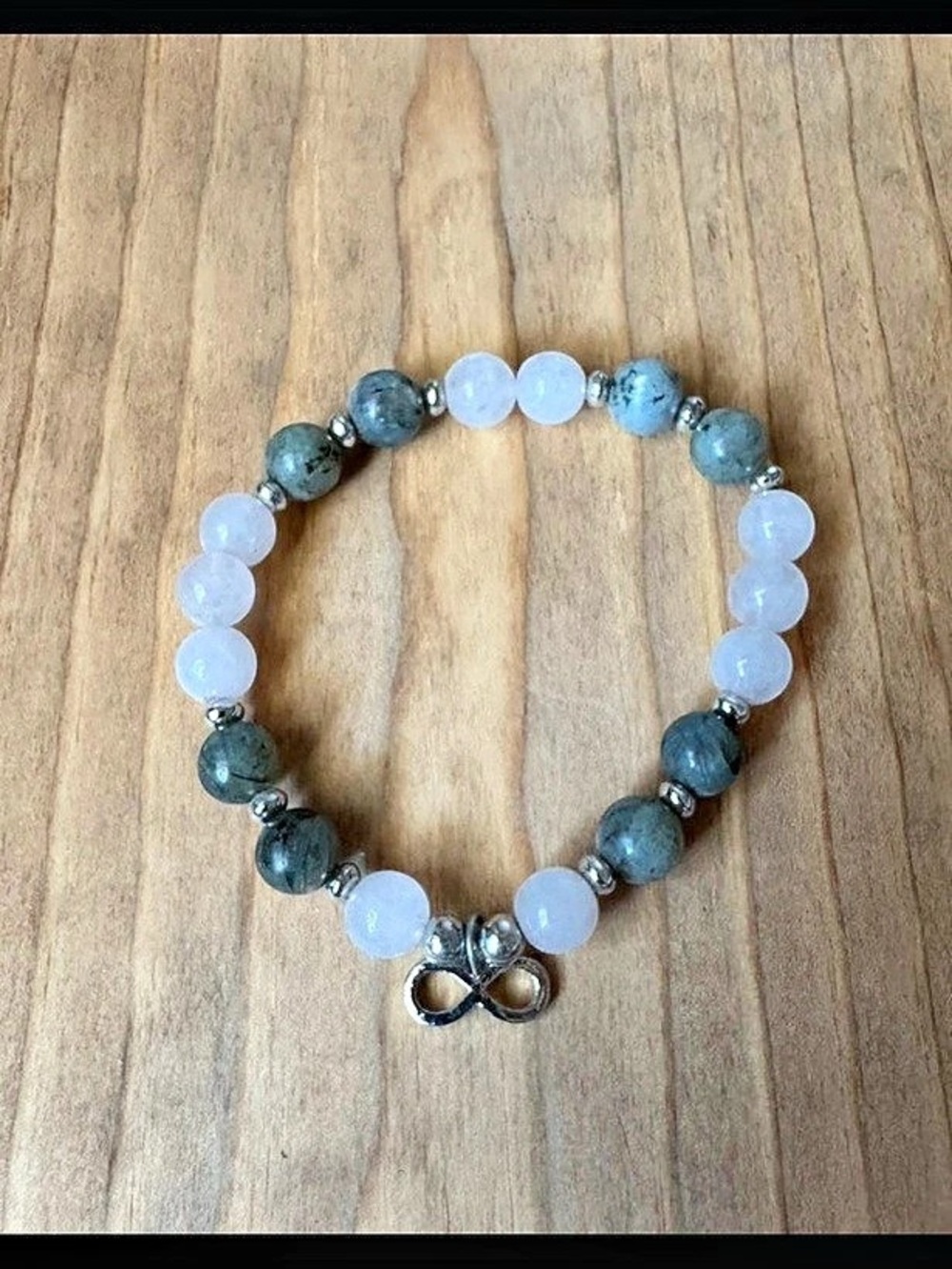 Evolve Mala Infinity Rose Quartz & Labradorite Beaded Bracelets | Stretch Bracel